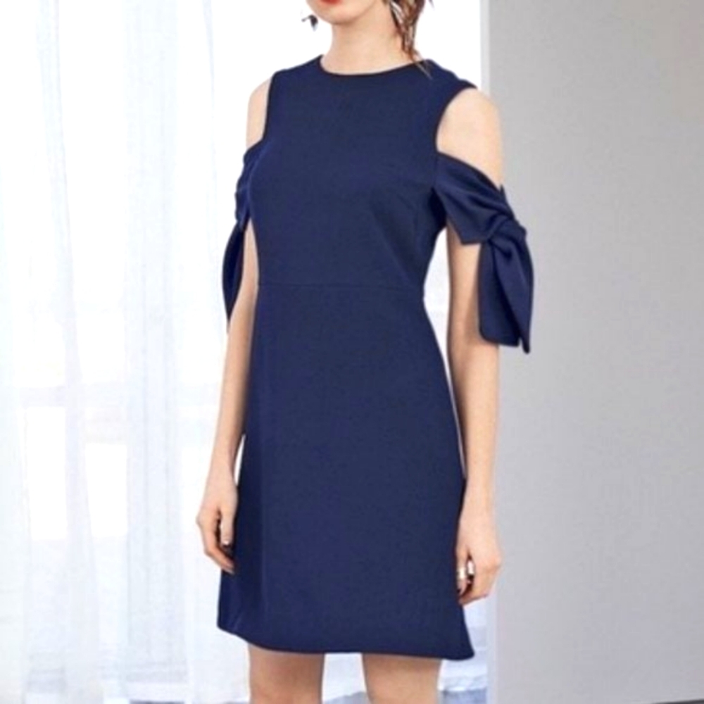 Chelsea 28 cold shoulder knit navy dress